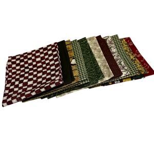 Fat quarters cotton fabric variety lot red tan green farmhouse country cottage